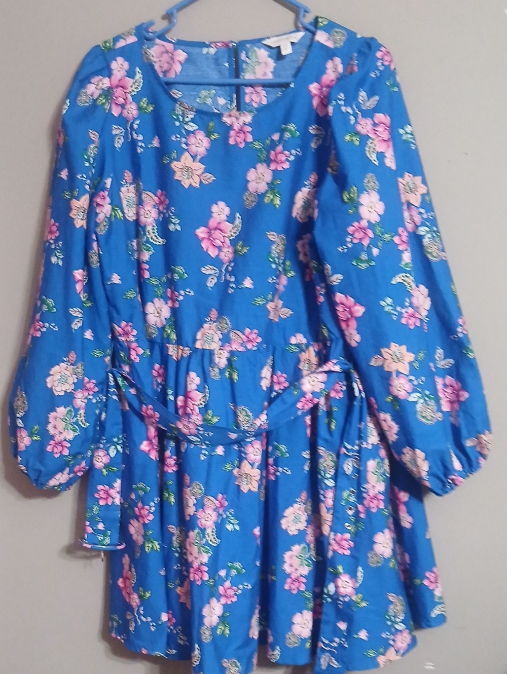 crown & ivy Blue Floral Long-Sleeve Dress